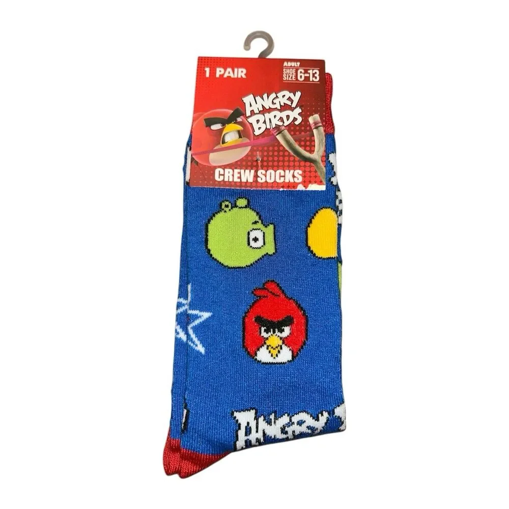 1x Angry Birds Novelty Fun Crew Socks Size 6-13